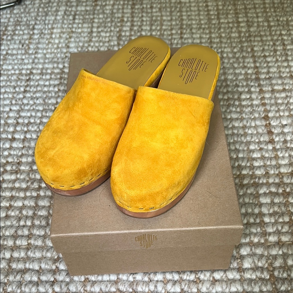 Charlotte Stone Vibrant Mustard Suede Mules